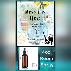 Elemental Endeavors "Bless This Mess" Room Spray Blend 4oz Amber Bottle